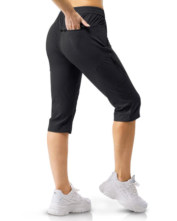 Women's UPF 50+ Elastic Waist 17" Capri Golf Pants with 4 Pockets